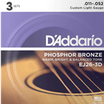 EJ263D D'Addario EJ26-3D Custom Light, 11-52, 3pk
