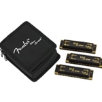Fender 0990702021 Blues DeVille Harmonica, Pack of 3, with Case