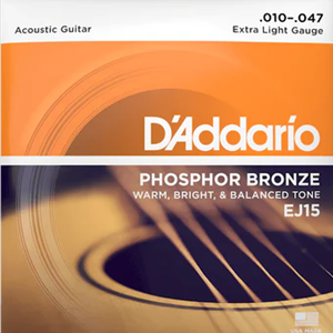 D'Addario EJ15 Phosphor Bronze Acoustic Guitar Strings, Extra Light, 10-47