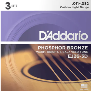 EJ263D D'Addario EJ26-3D Custom Light, 11-52, 3pk