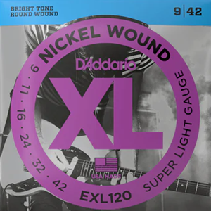 D'Addario EXL120 Nickel Wound Electric Guitar Strings, Super Light, 9-42